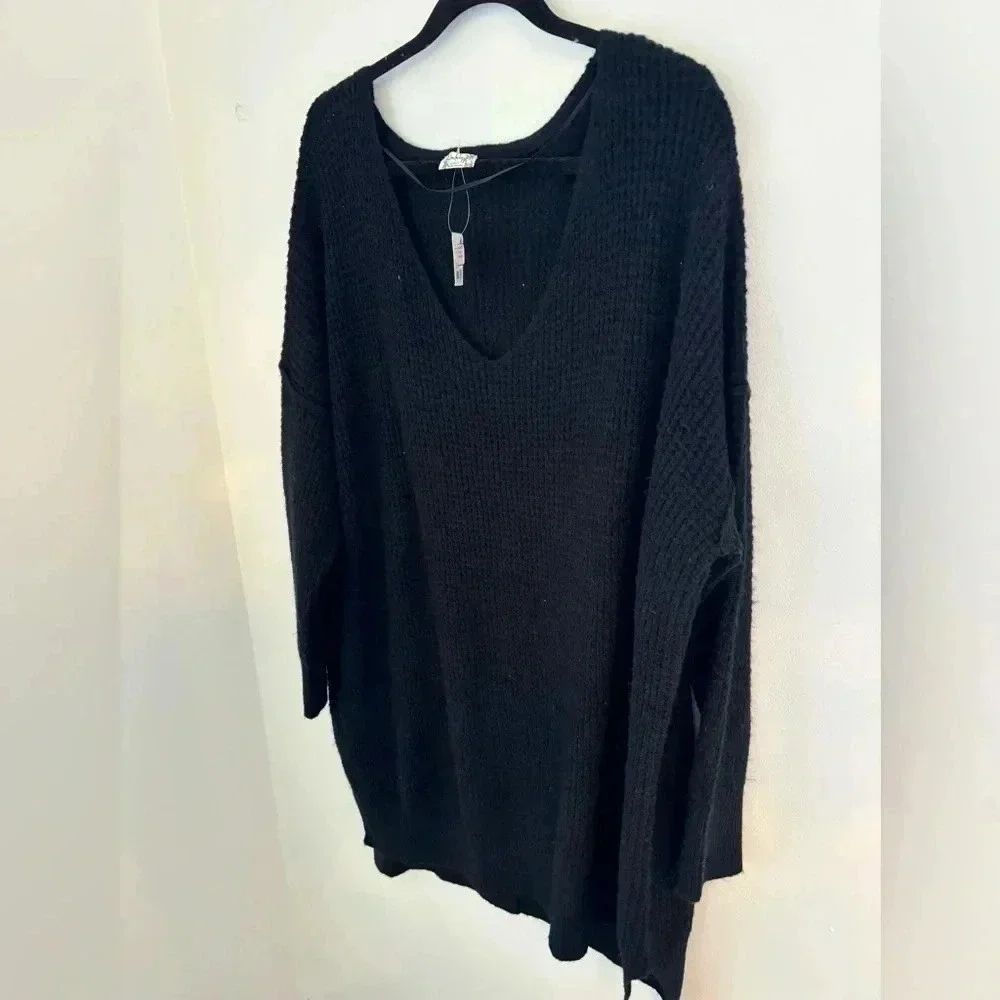 Free People Black Cozy Sweater Dress NWT - Picture 4 of 6
